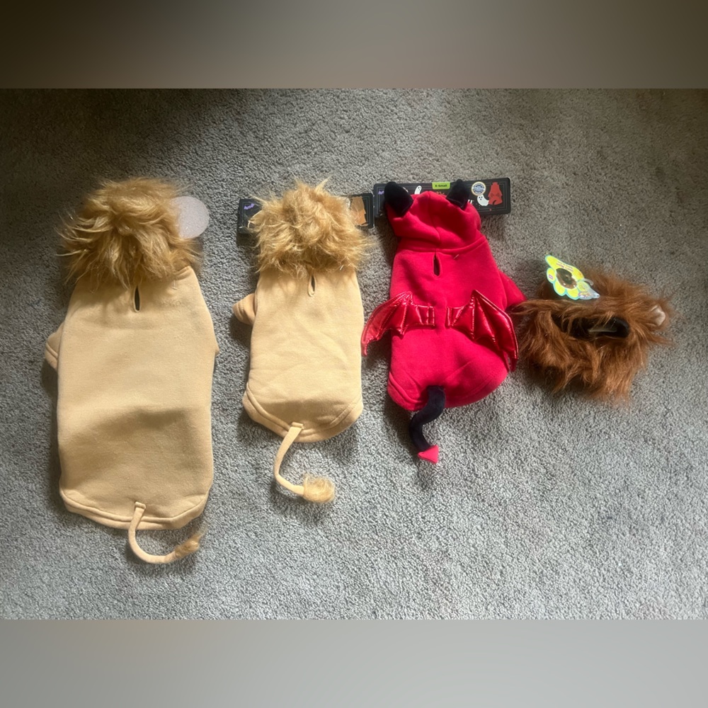 Pet Costume Cosplay Outfit Lion Devil Dog Cat Clothes Bundle